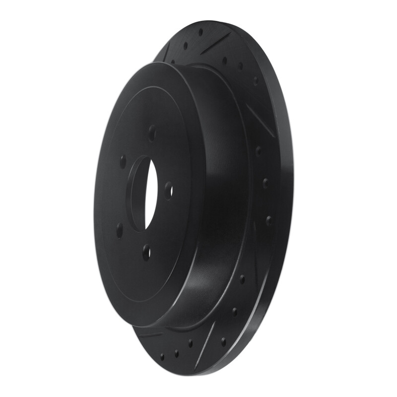 Lincoln Town Car Brake Rotor (1) - Rear Left - R1 Concepts - Drilled & Slotted - Black - `03-`11